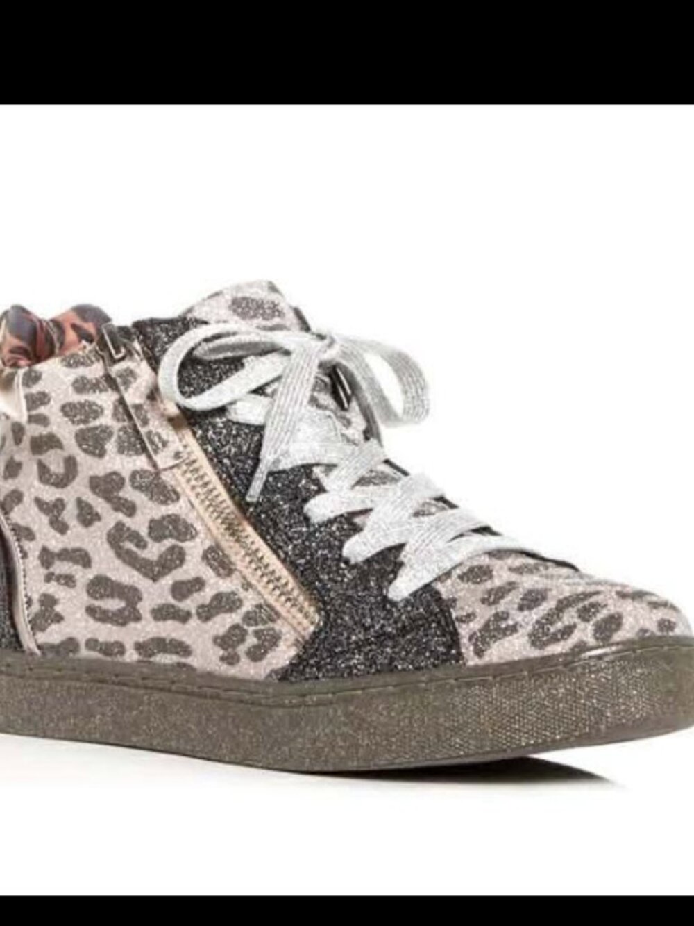 EUC Girl's Steve Madden Bling Leopard High Top Sneakers Size 5